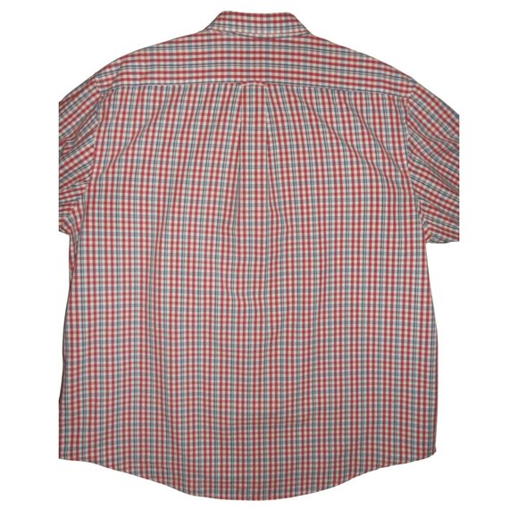 IZOD Shirt Mens XL Red White Blue Plaid Button-Down Collar classic fit - Picture 7 of 9
